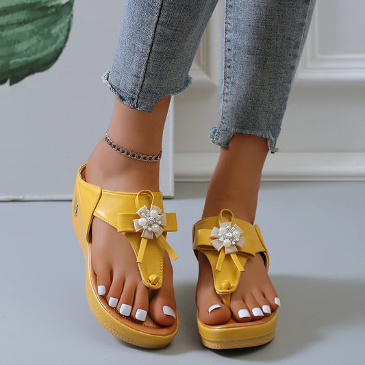 Bold Color Flower Pearl Sandal