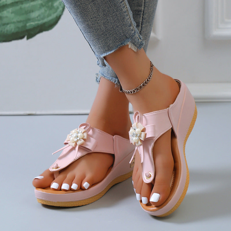 Bold Color Flower Pearl Sandal