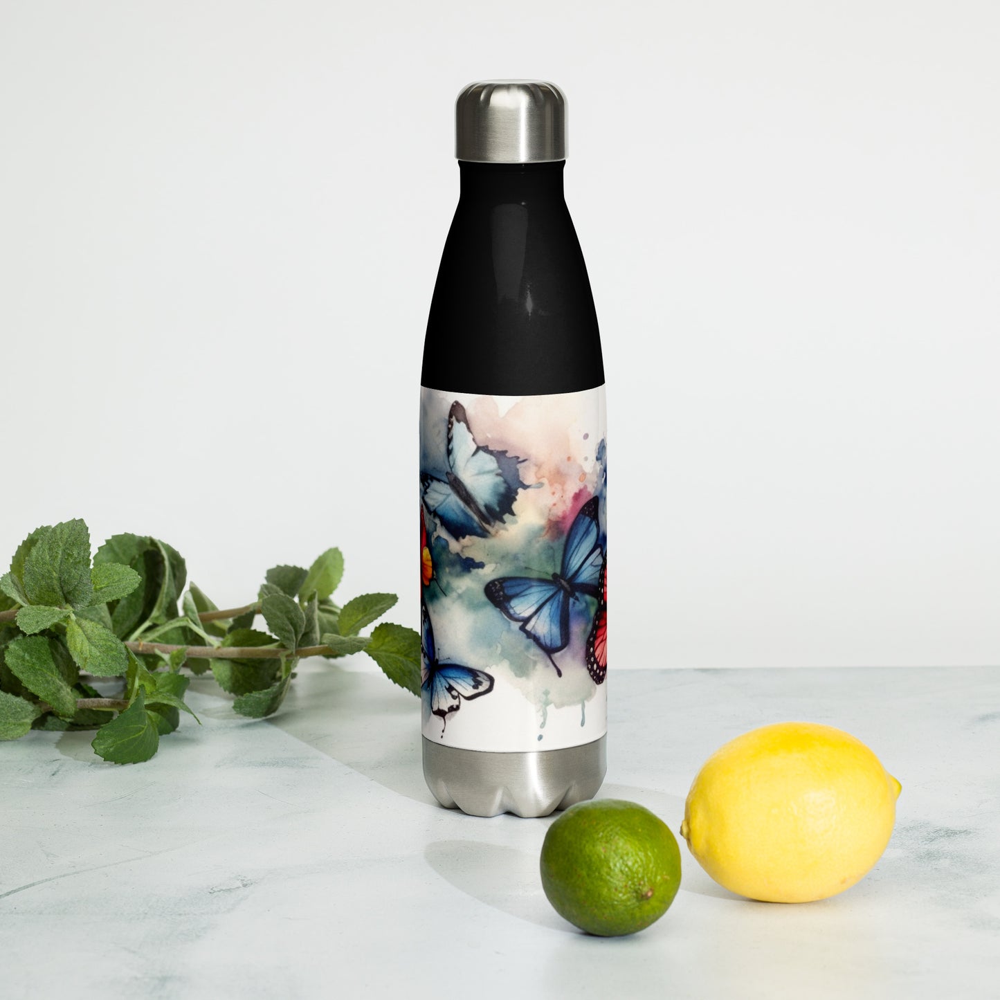 Stainless steel water bottle-Butterflies